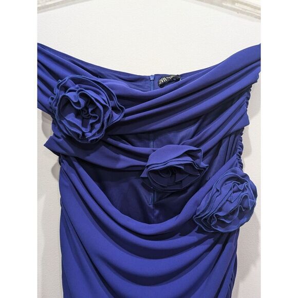 New! ZARA Cutout 3D Rosette Floral Ruched Mini Dress, XXL (US 14) - Picture 8 of 16